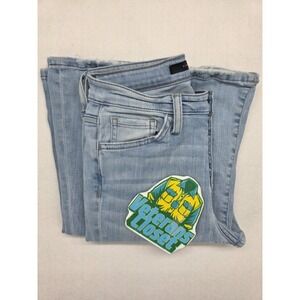 Flying Monkey Platinum Flare Jeans Womens 26 Light Wash Raw Hem Y3684X